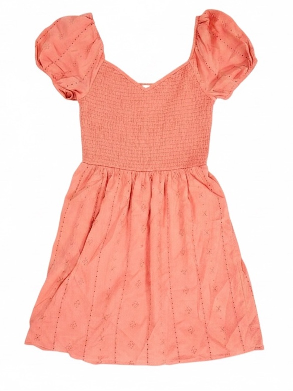 American Eagle Coral Puff-Sleeve Boho Summer Dress Size Medium